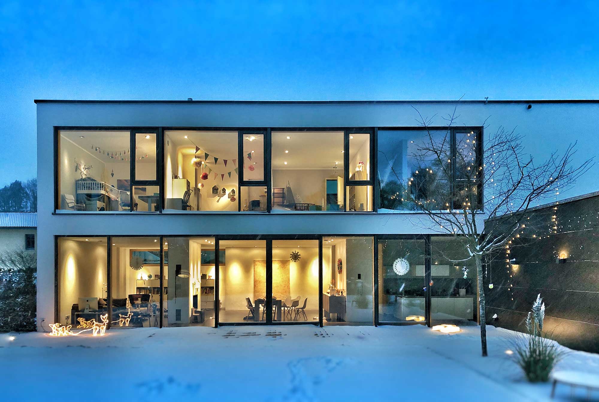 bostad,  glasfönster, snö